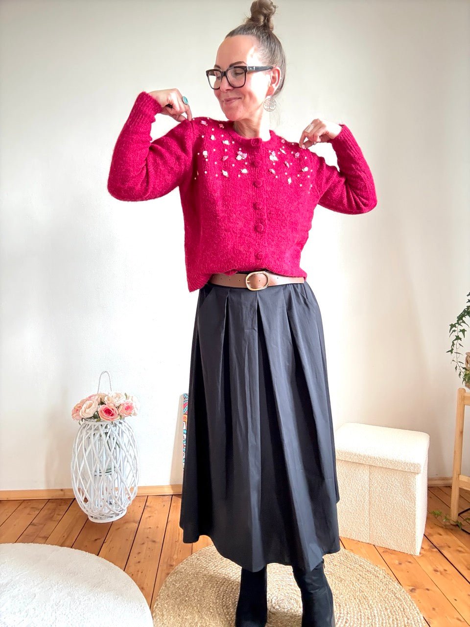 Strickjacke Röschen Cherry - FROLLEIN KÄTHE Shop