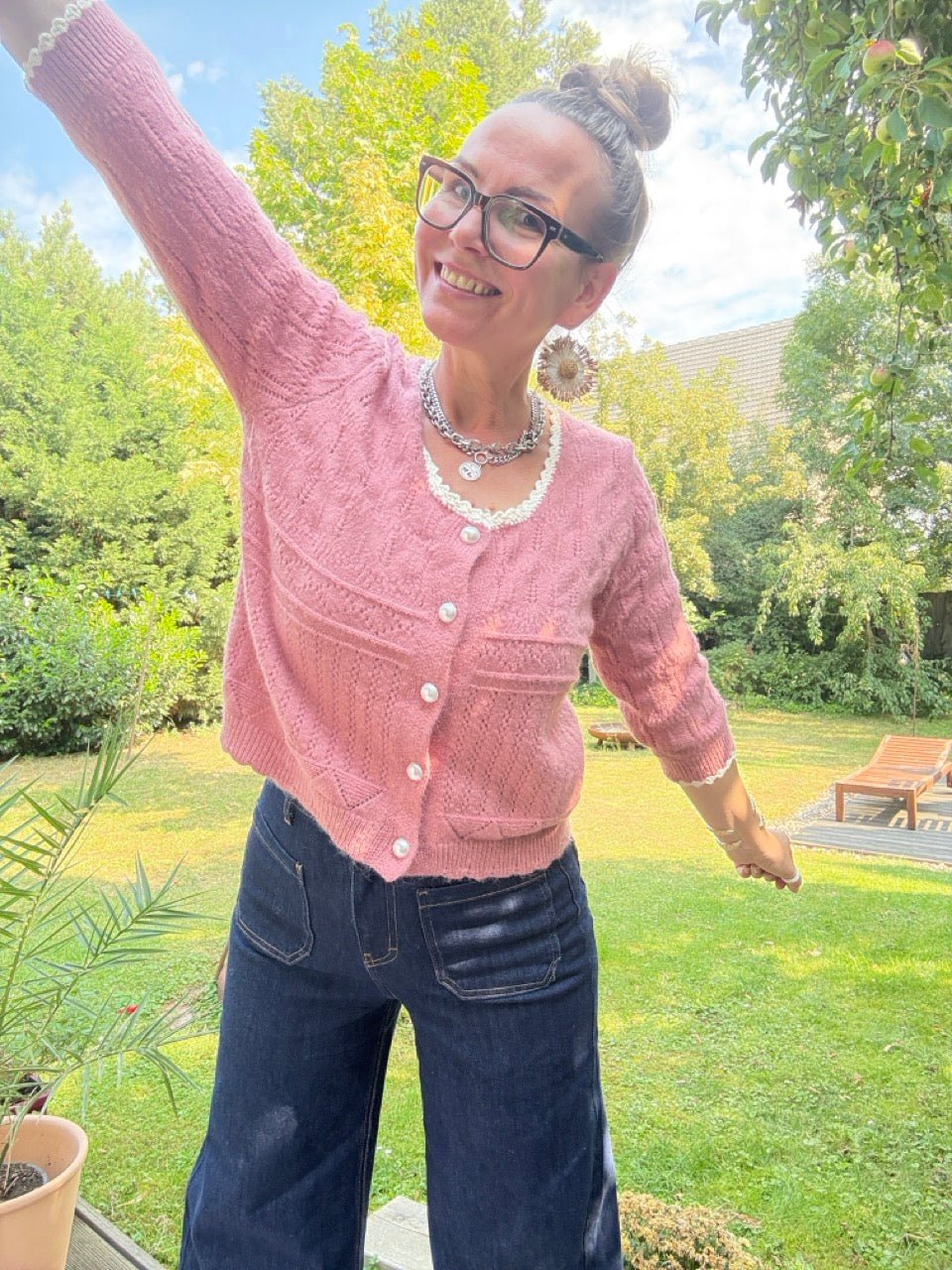 Strickjacke Rosenzauber Alt Rose - FROLLEIN KÄTHE Shop