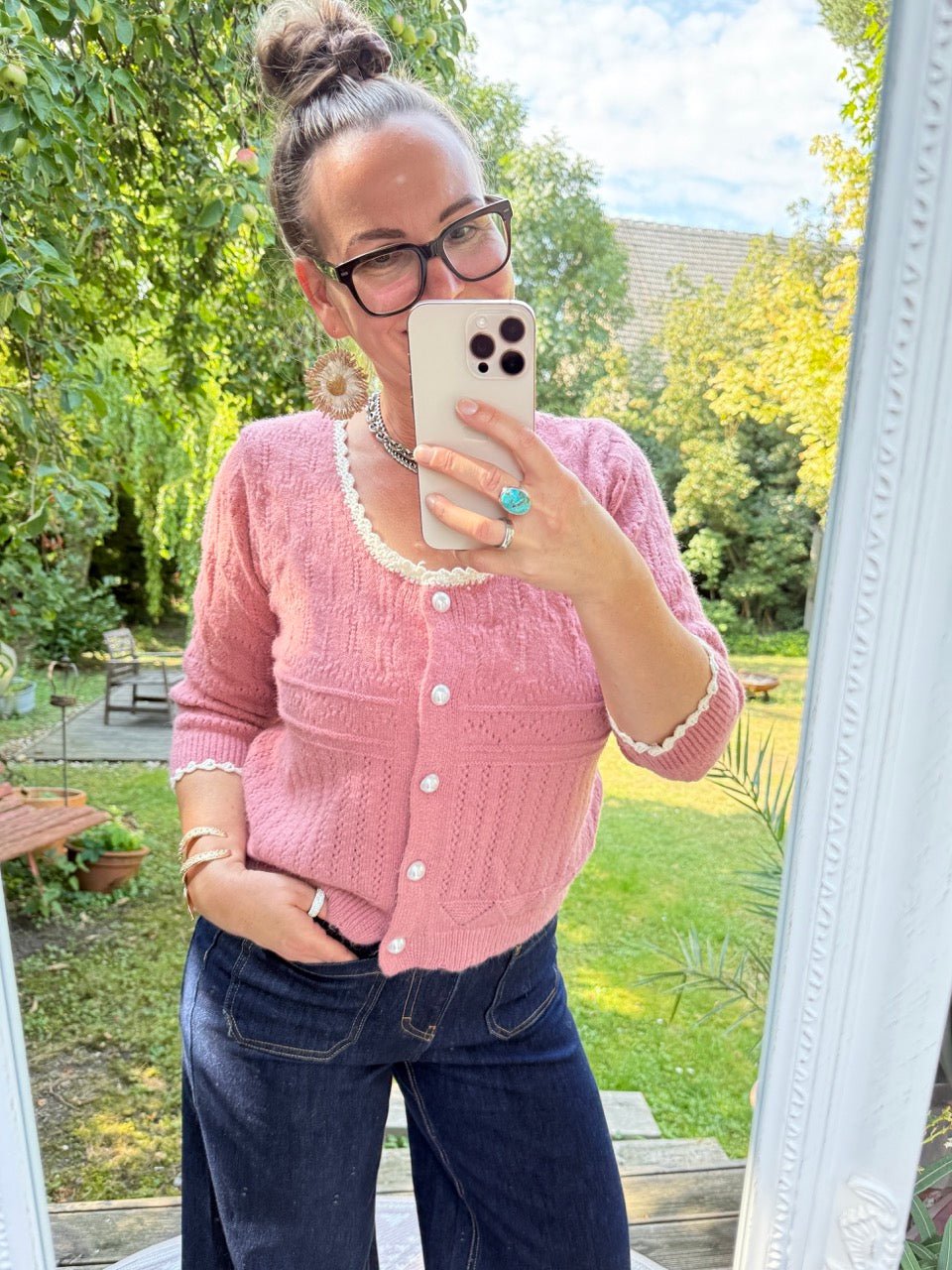 Strickjacke Rosenzauber Alt Rose - FROLLEIN KÄTHE Shop