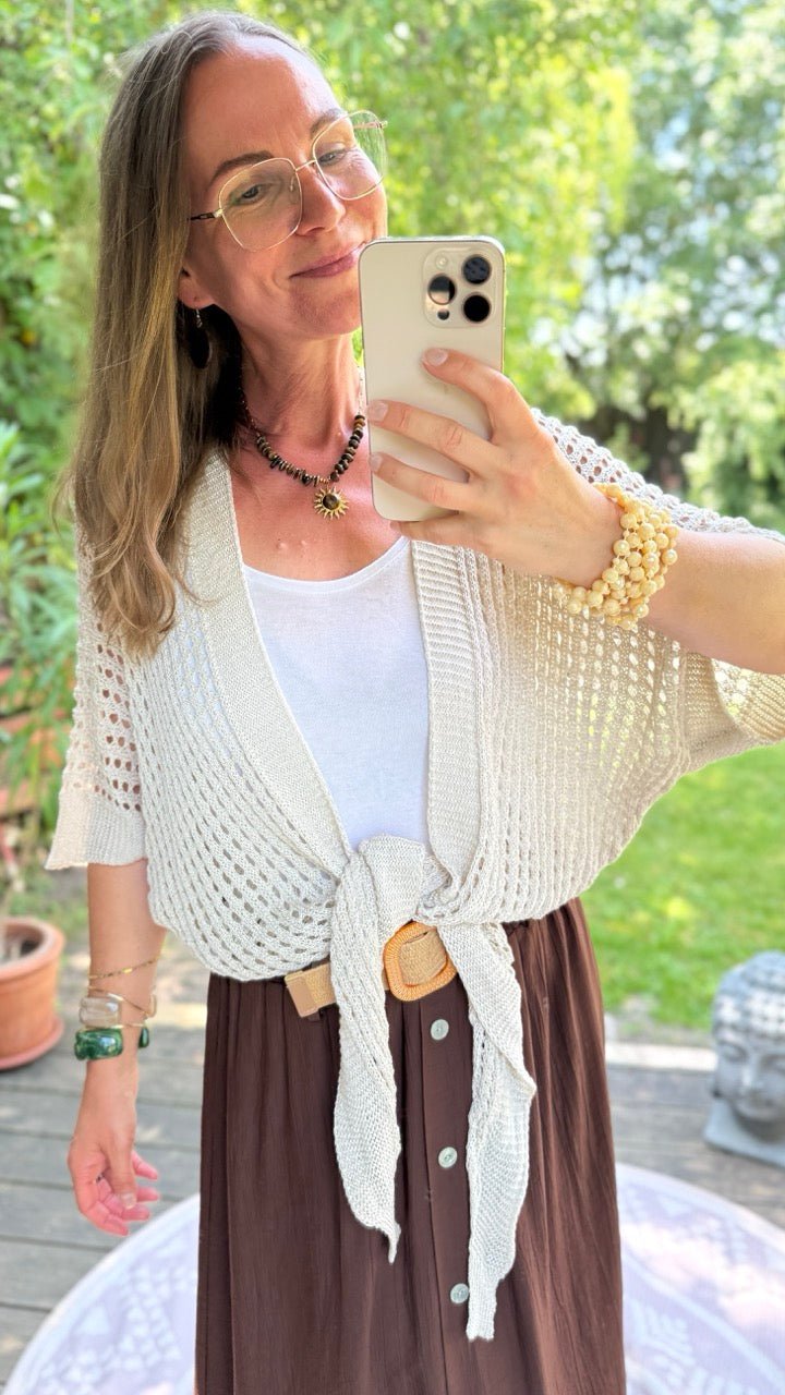 Strickjacke Sommerschmeichler Cream - FROLLEIN KÄTHE Shop