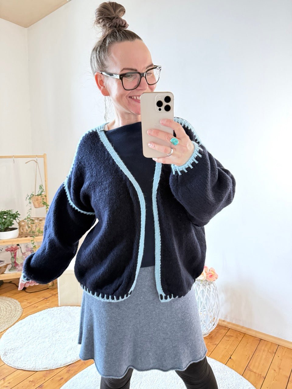 Strickjacke Strickmärchen Blau - FROLLEIN KÄTHE Shop