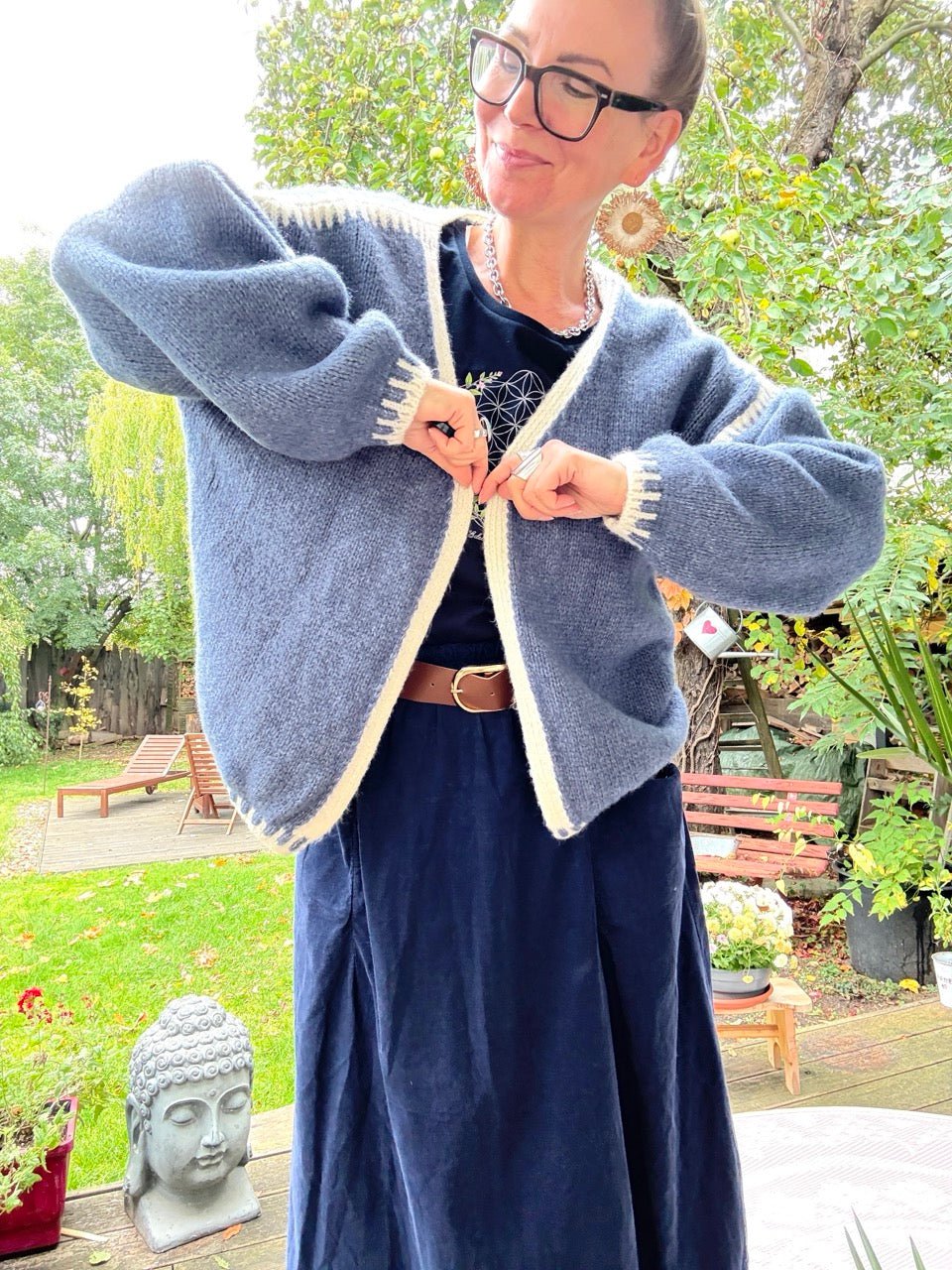 Strickjacke Strickmärchen Jeansblau - FROLLEIN KÄTHE Shop