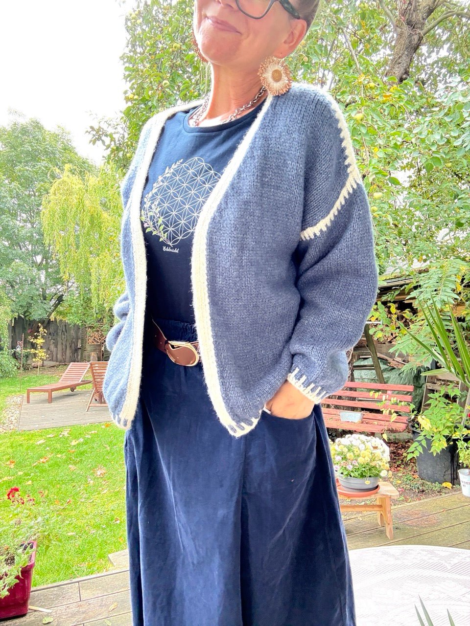 Strickjacke Strickmärchen Jeansblau - FROLLEIN KÄTHE Shop