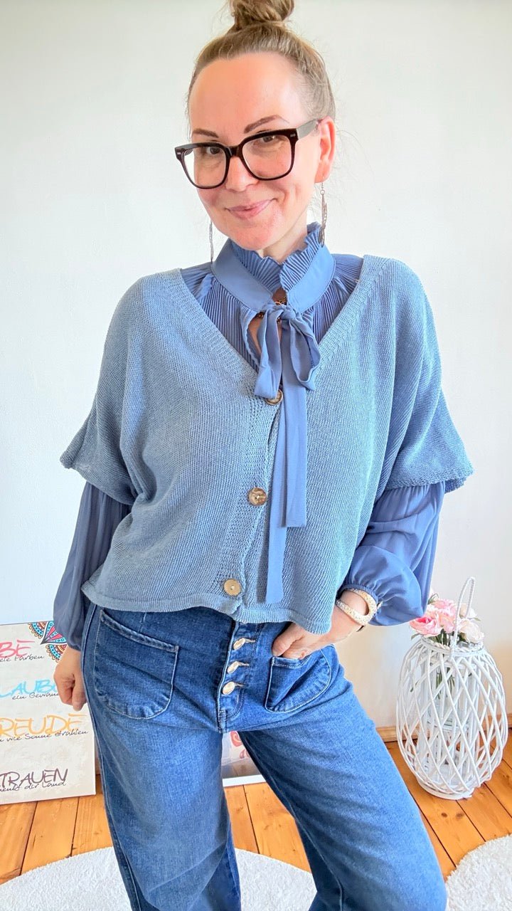 Strickjacke Sunny Jeansblau - FROLLEIN KÄTHE Shop