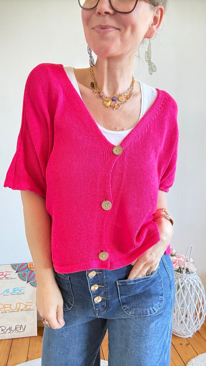 Strickjacke Sunny Magenta - FROLLEIN KÄTHE Shop