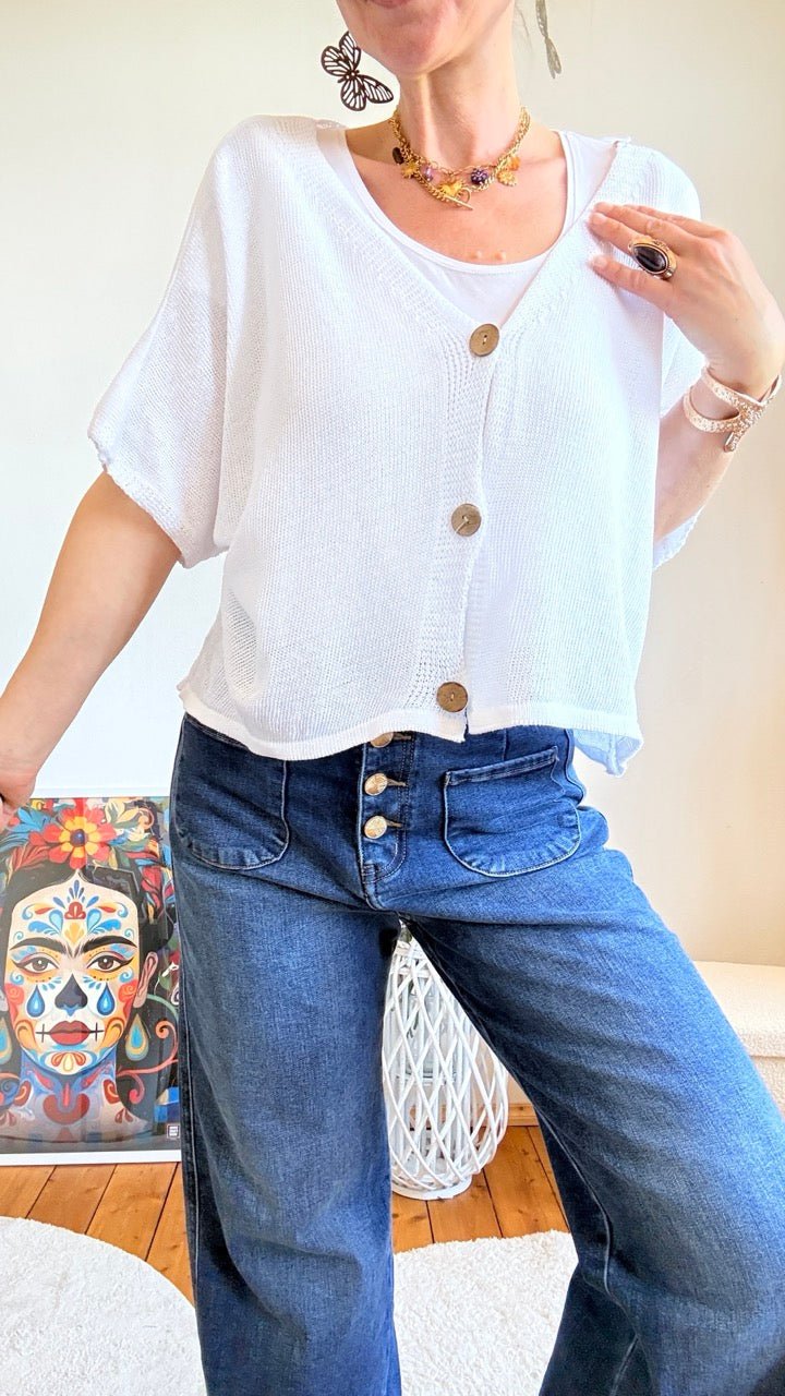 Strickjacke Sunny Weiß - FROLLEIN KÄTHE Shop