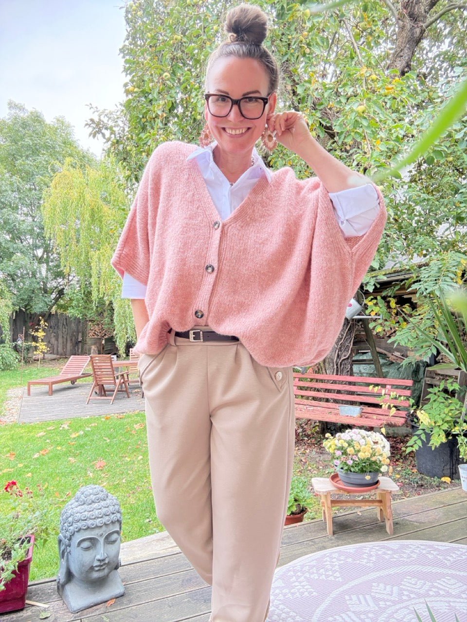 Strickjacke Wohlfühlwunder Alt Rose One Size - FROLLEIN KÄTHE Shop