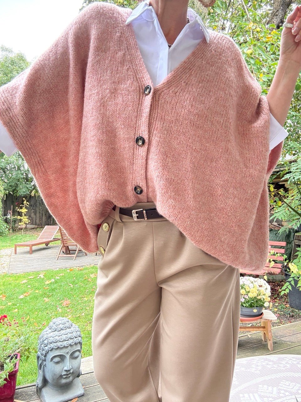 Strickjacke Wohlfühlwunder Alt Rose One Size - FROLLEIN KÄTHE Shop