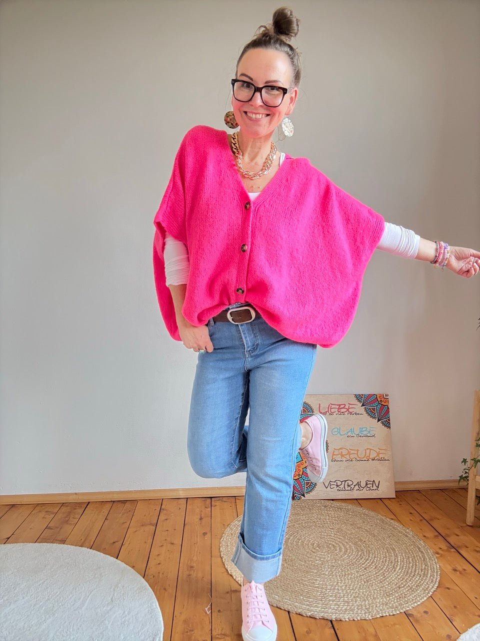 Strickjacke Wohlfühlwunder Fuchsia - FROLLEIN KÄTHE Shop