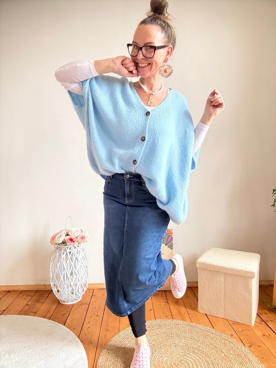 Strickjacke Wohlfühlwunder Himmelblau Neu! - FROLLEIN KÄTHE Shop