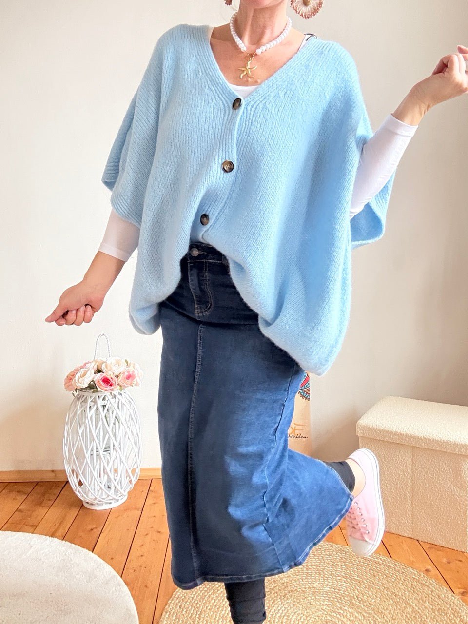 Strickjacke Wohlfühlwunder Himmelblau Neu! - FROLLEIN KÄTHE Shop