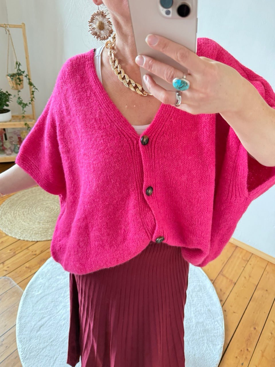 Strickjacke Wohlfühlwunder Magenta - FROLLEIN KÄTHE Shop
