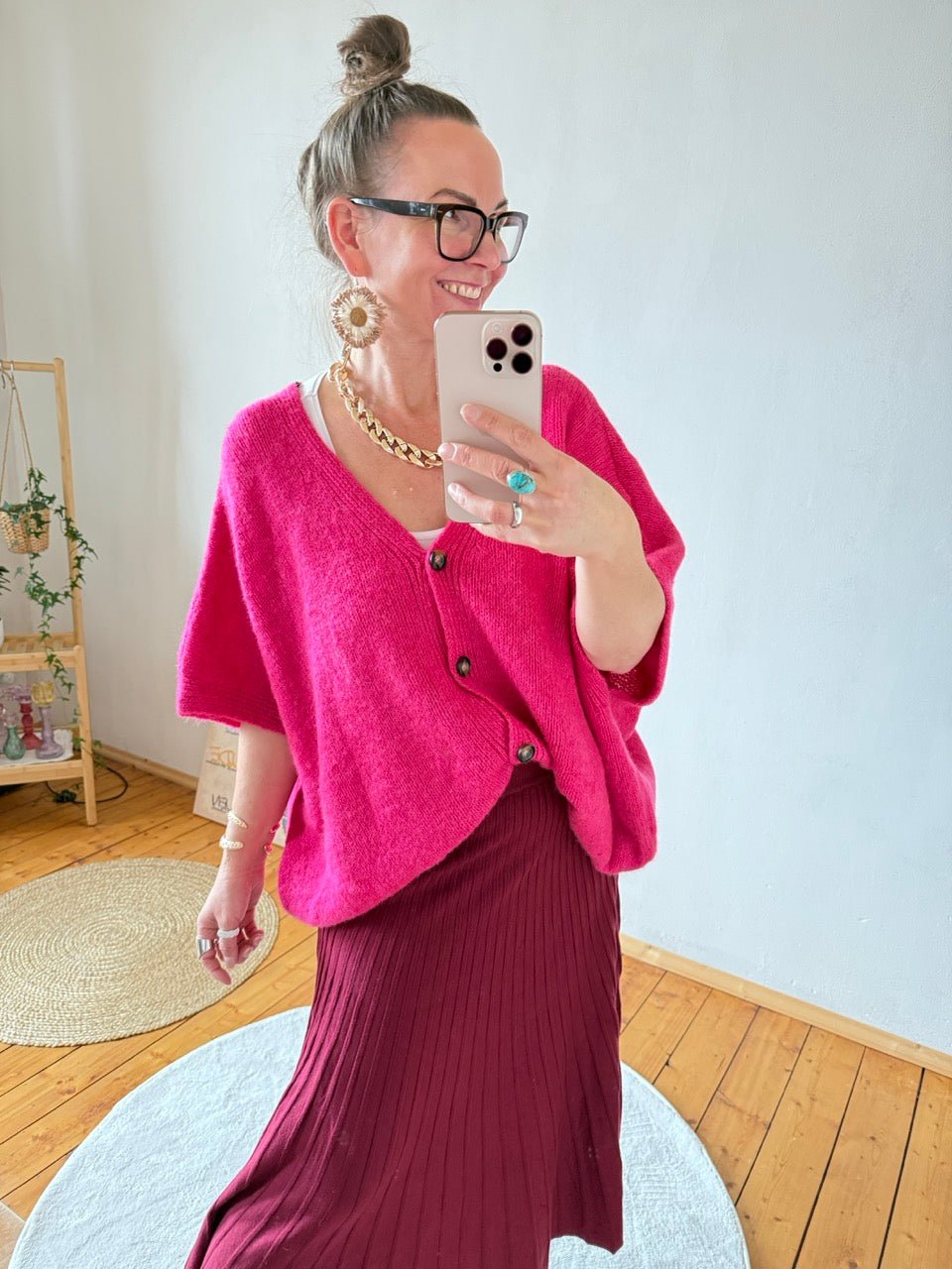 Strickjacke Wohlfühlwunder Magenta - FROLLEIN KÄTHE Shop
