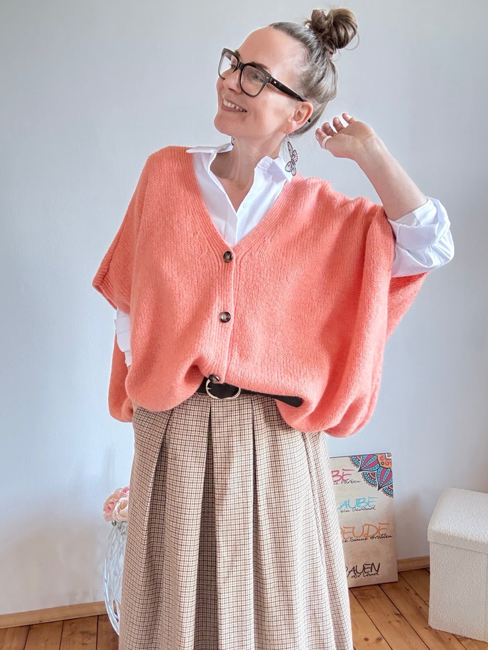Strickjacke Wohlfühlwunder Peach - FROLLEIN KÄTHE Shop