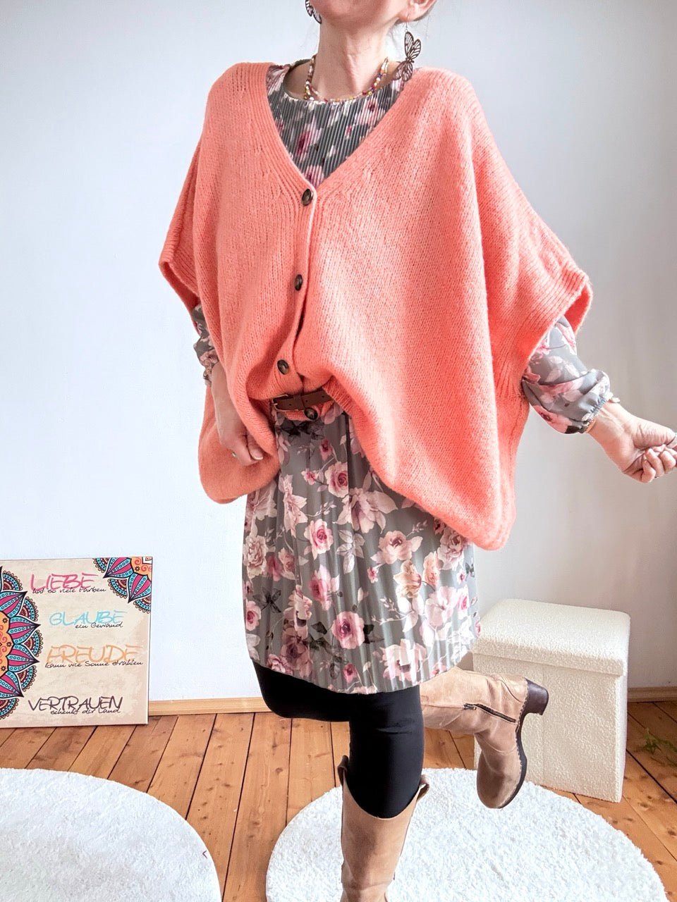 Strickjacke Wohlfühlwunder Peach - FROLLEIN KÄTHE Shop