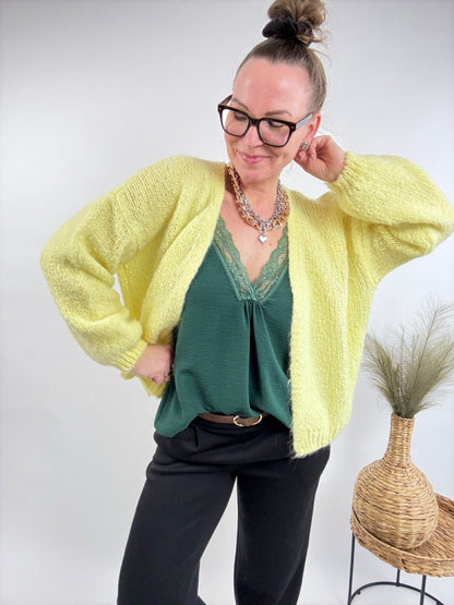 Strickjacke Wollgenuss Gelb - FROLLEIN KÄTHE Shop