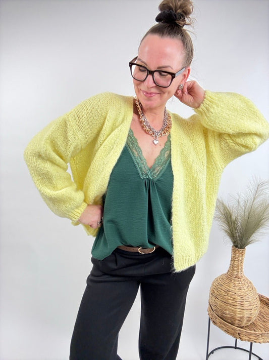 Strickjacke Wollgenuss Gelb - FROLLEIN KÄTHE Shop
