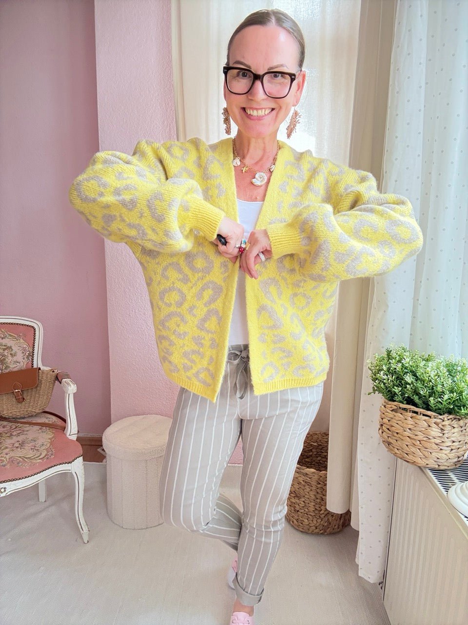 Strickjacke Yellow Leo - FROLLEIN KÄTHE Shop