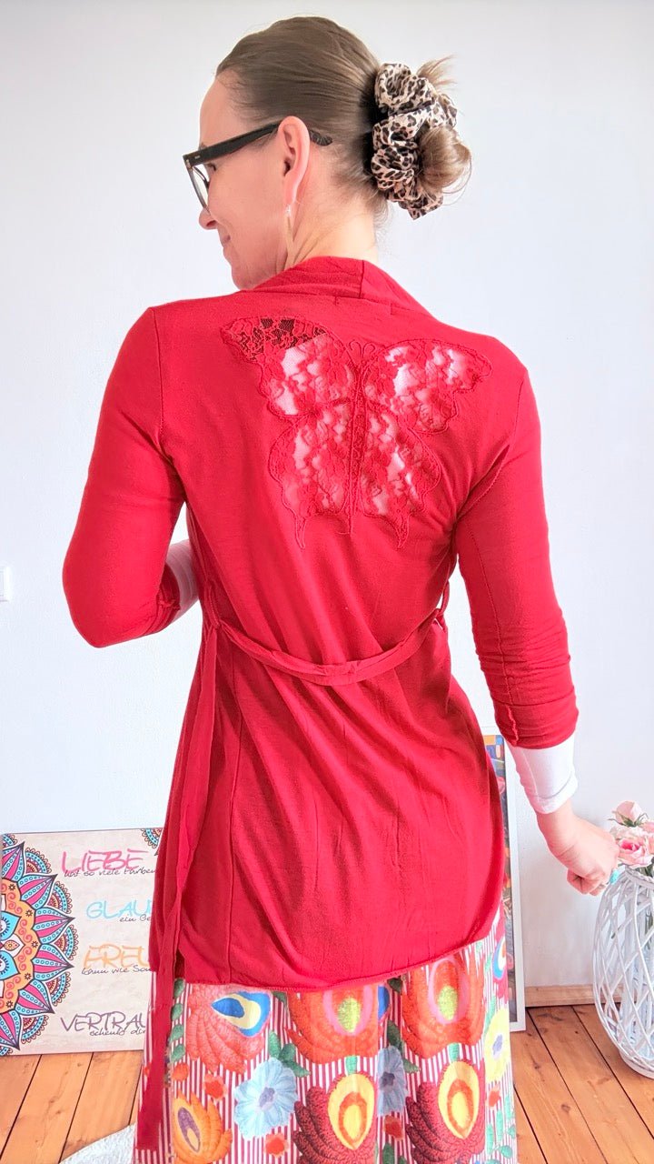 Strickjacke Zart & Fein Rot One Size XS - M - FROLLEIN KÄTHE Shop