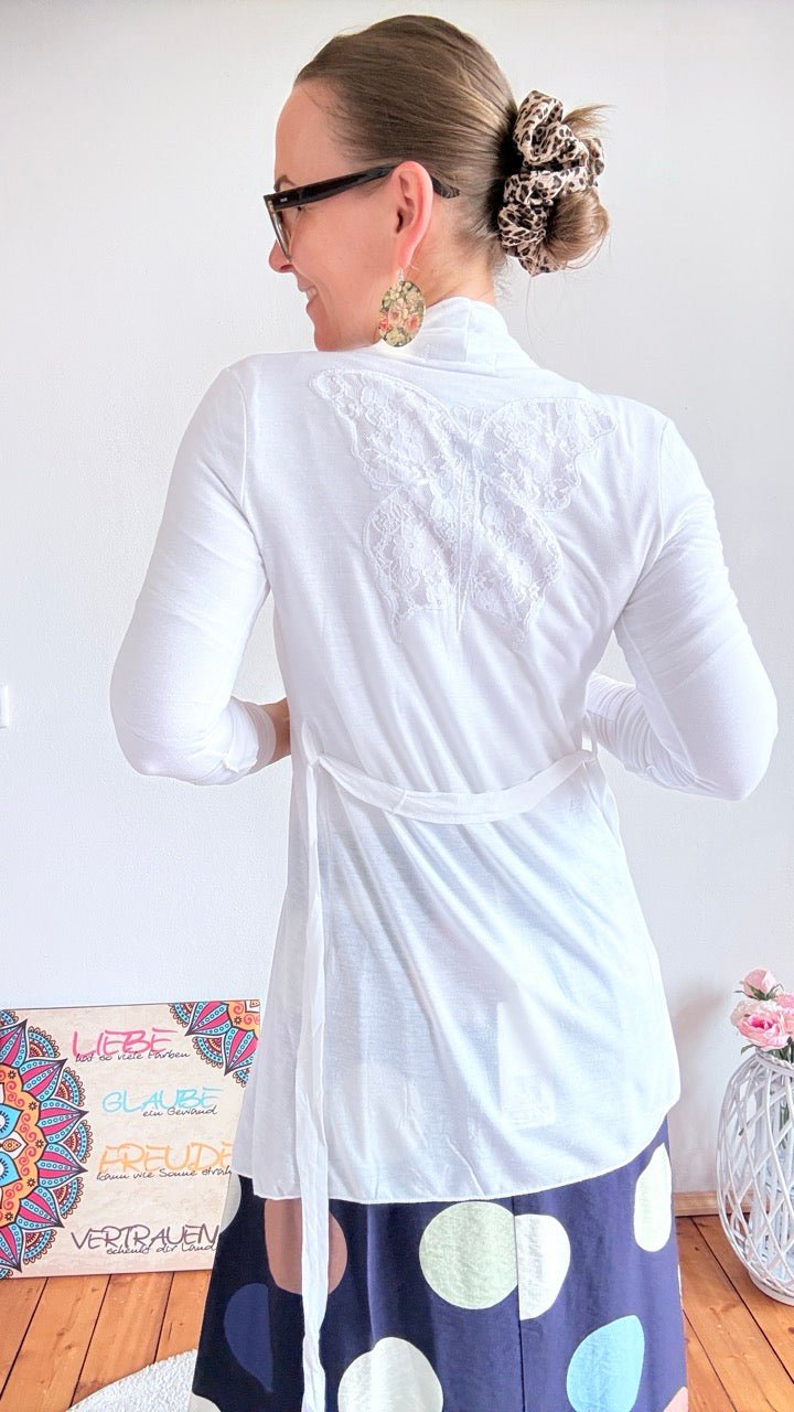 Strickjacke Zart & Fein Weiß One Size XS - M - FROLLEIN KÄTHE Shop