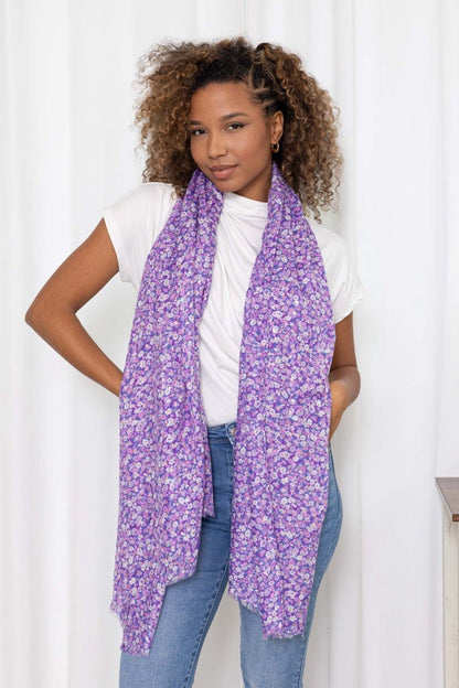 Tuch Blütenmelodie Violett - FROLLEIN KÄTHE Shop