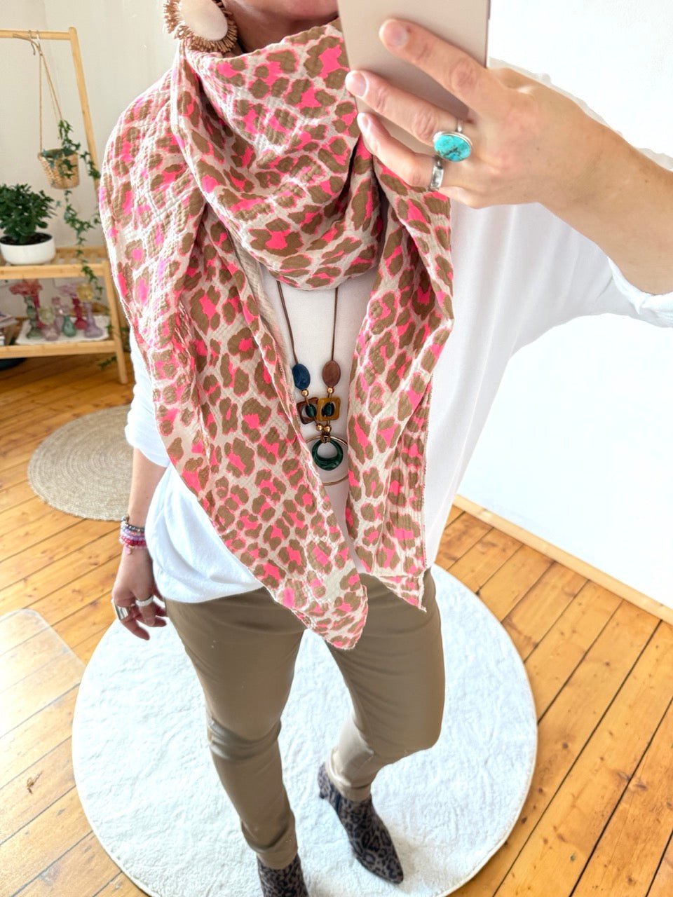 Tuch Gross Mariela Musselin Leo Pink - FROLLEIN KÄTHE Shop