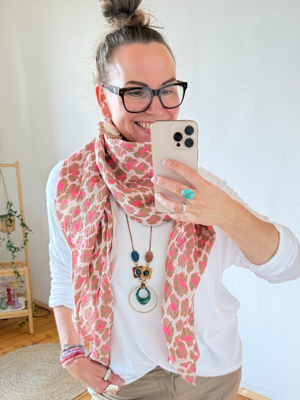 Tuch Gross Mariela Musselin Leo Pink - FROLLEIN KÄTHE Shop