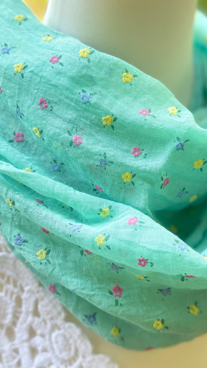 Tuch Loop Blütenreigen Aqua - FROLLEIN KÄTHE Shop
