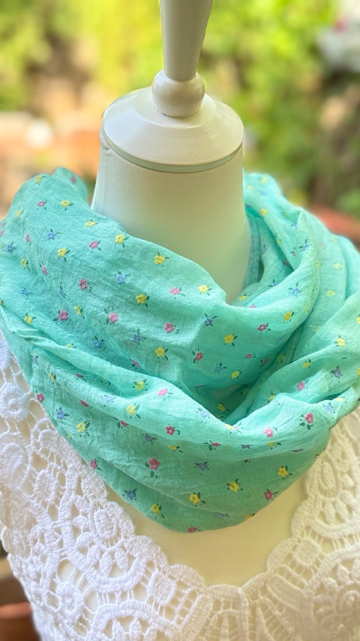 Tuch Loop Blütenreigen Aqua - FROLLEIN KÄTHE Shop