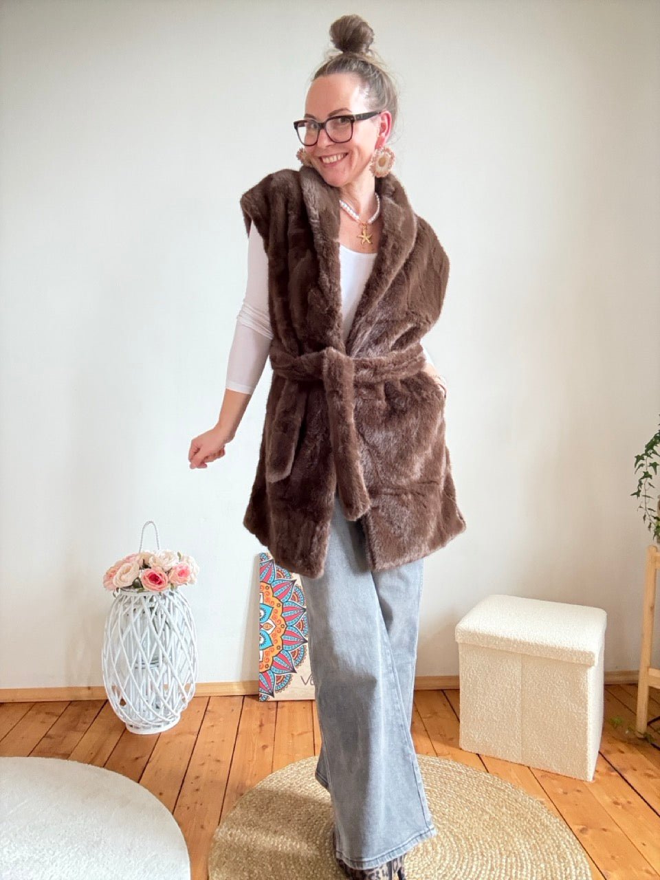 Weste Isa Kuscheltraum Coffee - FROLLEIN KÄTHE Shop