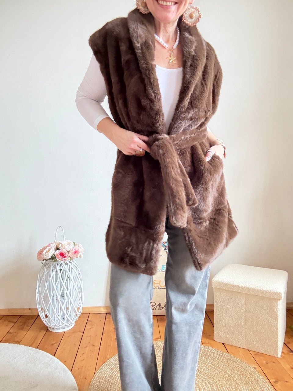 Weste Isa Kuscheltraum Coffee - FROLLEIN KÄTHE Shop