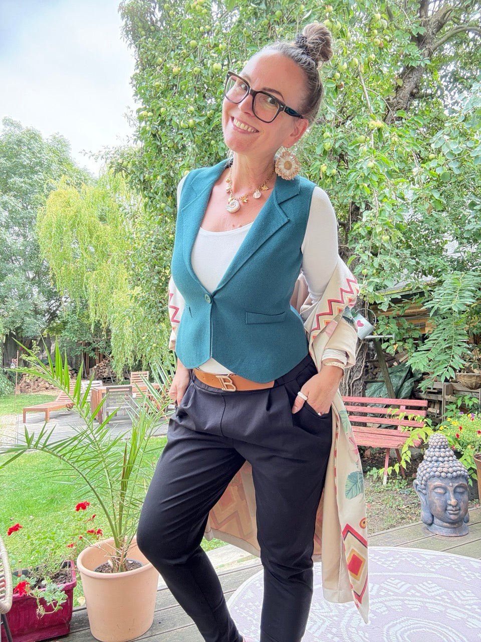 Weste Lori Petrol - FROLLEIN KÄTHE Shop