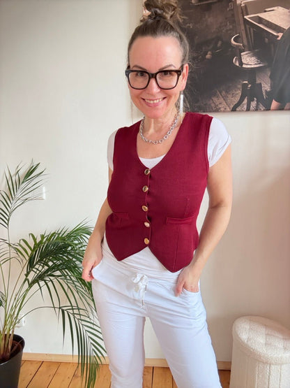 Weste Strick Milano Dunkelrot - FROLLEIN KÄTHE Shop