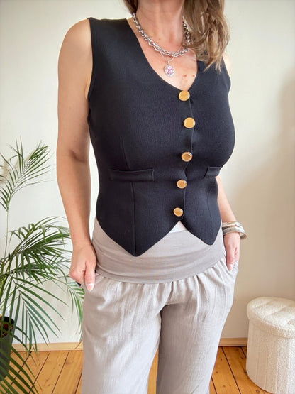 Weste Strick Milano Schwarz - FROLLEIN KÄTHE Shop