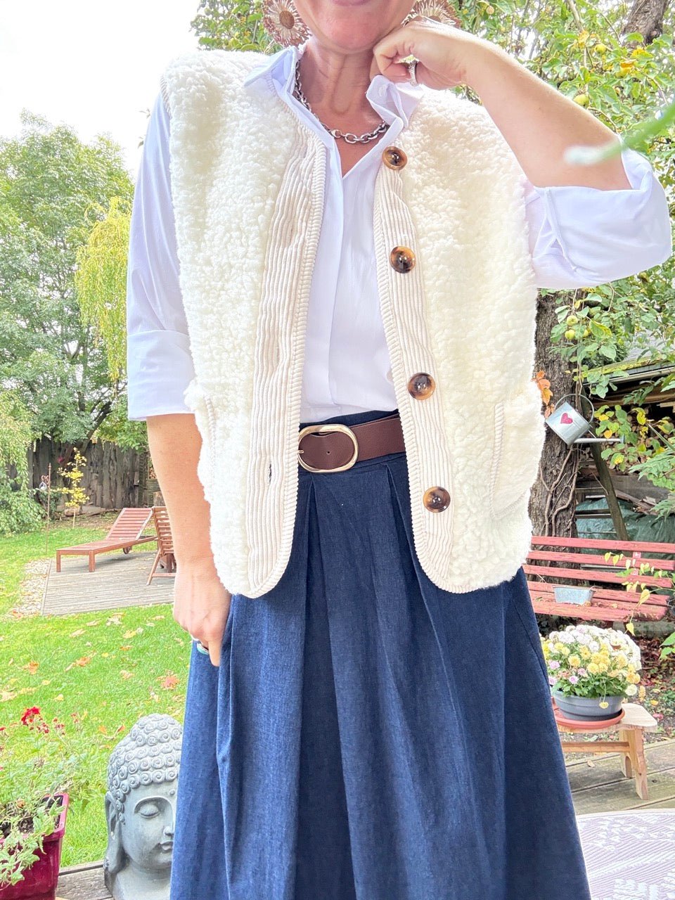 Weste Wally Wollweiß - FROLLEIN KÄTHE Shop