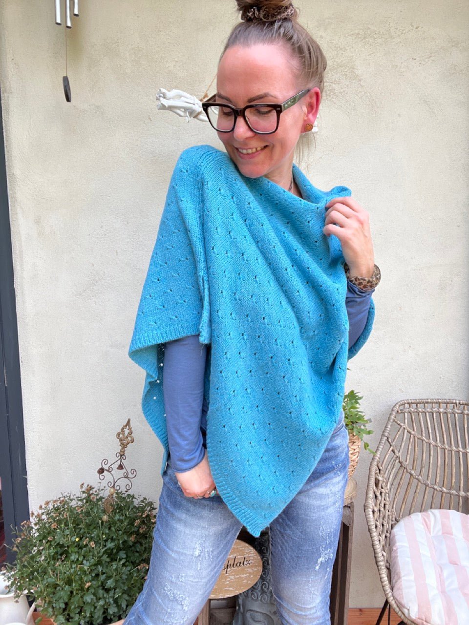 Woll Poncho Herzl verschiedene Farben - FROLLEIN KÄTHE Shop