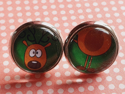 Weihnachts Kiki Ohrstecker Rentier Grün