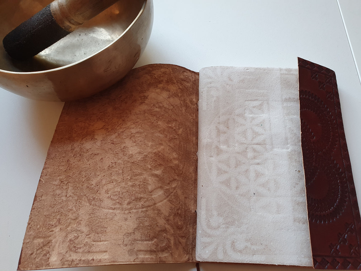 Notizbuch, Tagebuch mit Ledereinband - Blume des Lebens Symbol