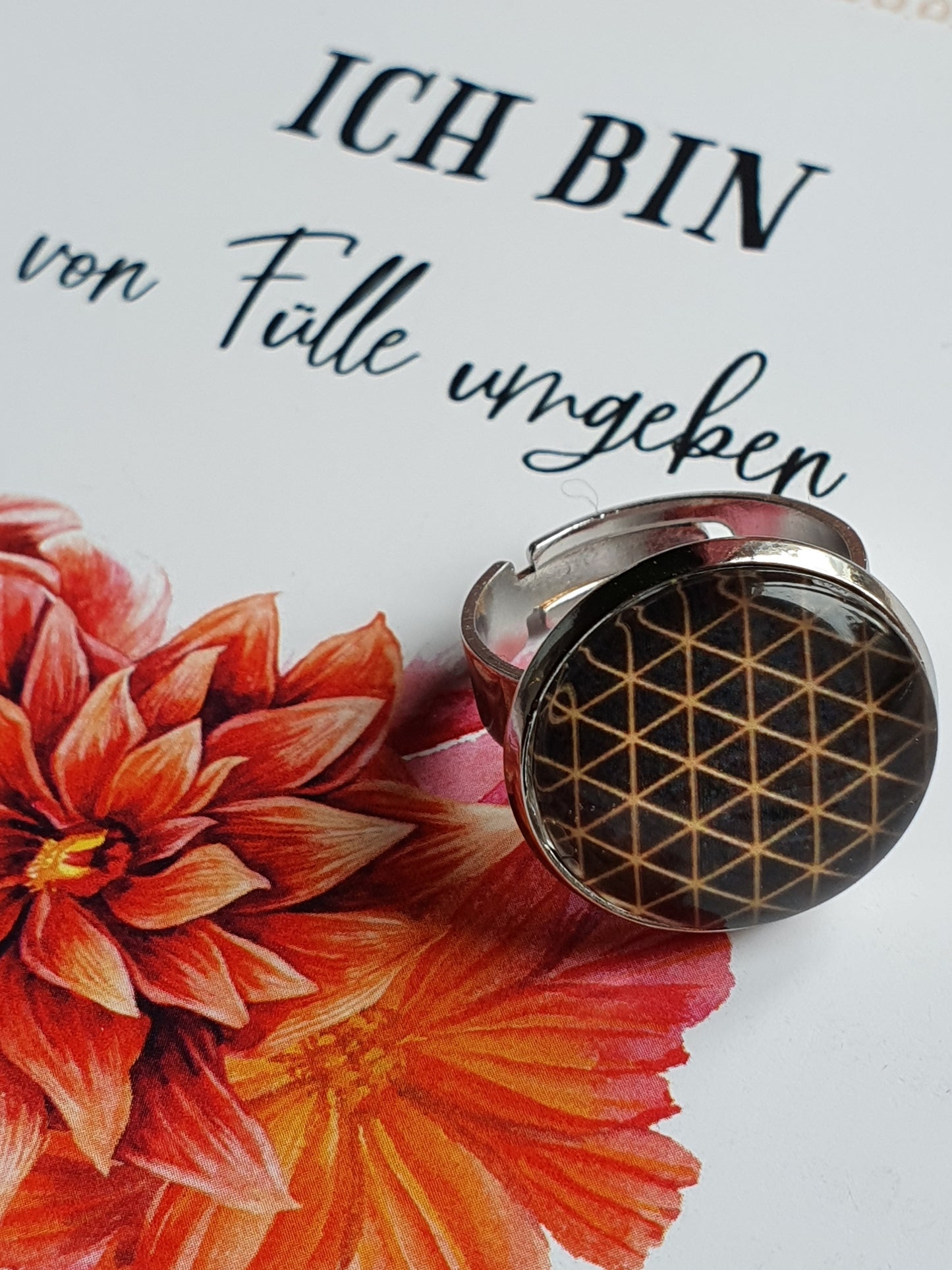 Ring Blume des Lebens Kiki Ohrschmuck, Grössenverstellbar