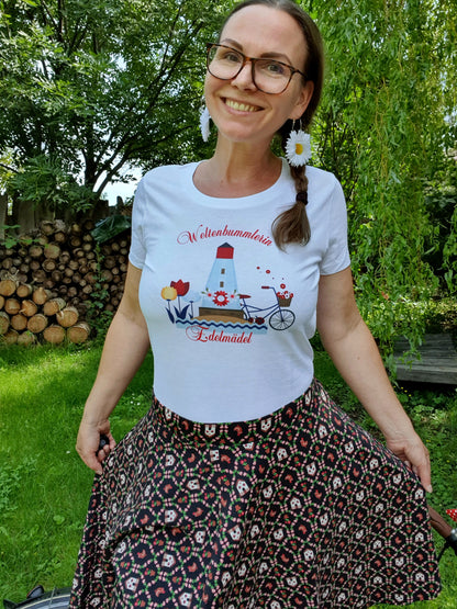 Shirt Weltenbummlerin Edelmädel Weiss - Ladies Organic Shirt