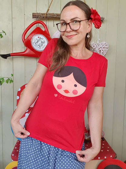 Shirt Frech und Frei Edelmädel Rot  - Ladies Organic Shirt