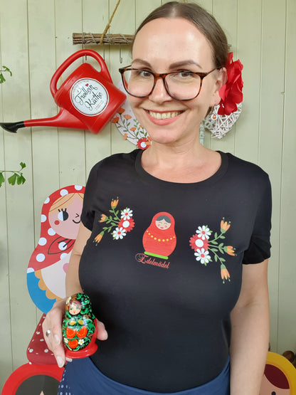 Shirt Matroschka Liebe Edelmädel Schwarz - Ladies Organic Shirt