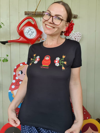 Shirt Matroschka Liebe Edelmädel Schwarz - Ladies Organic Shirt