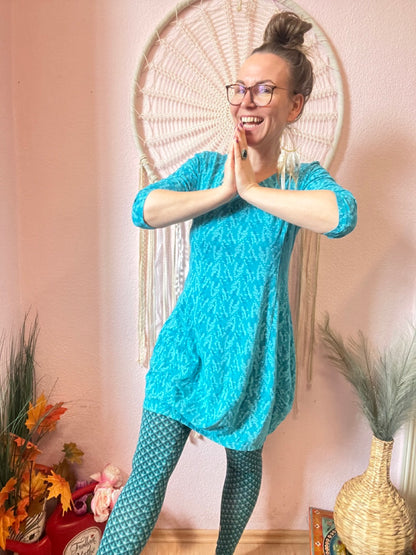 Ballonkleid Blütenjung Ozeanblau