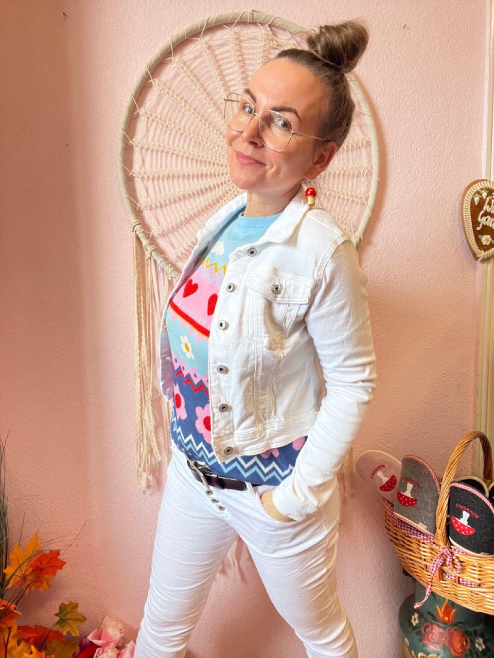 Jeansjacke Geheimnisträgerin Weiß