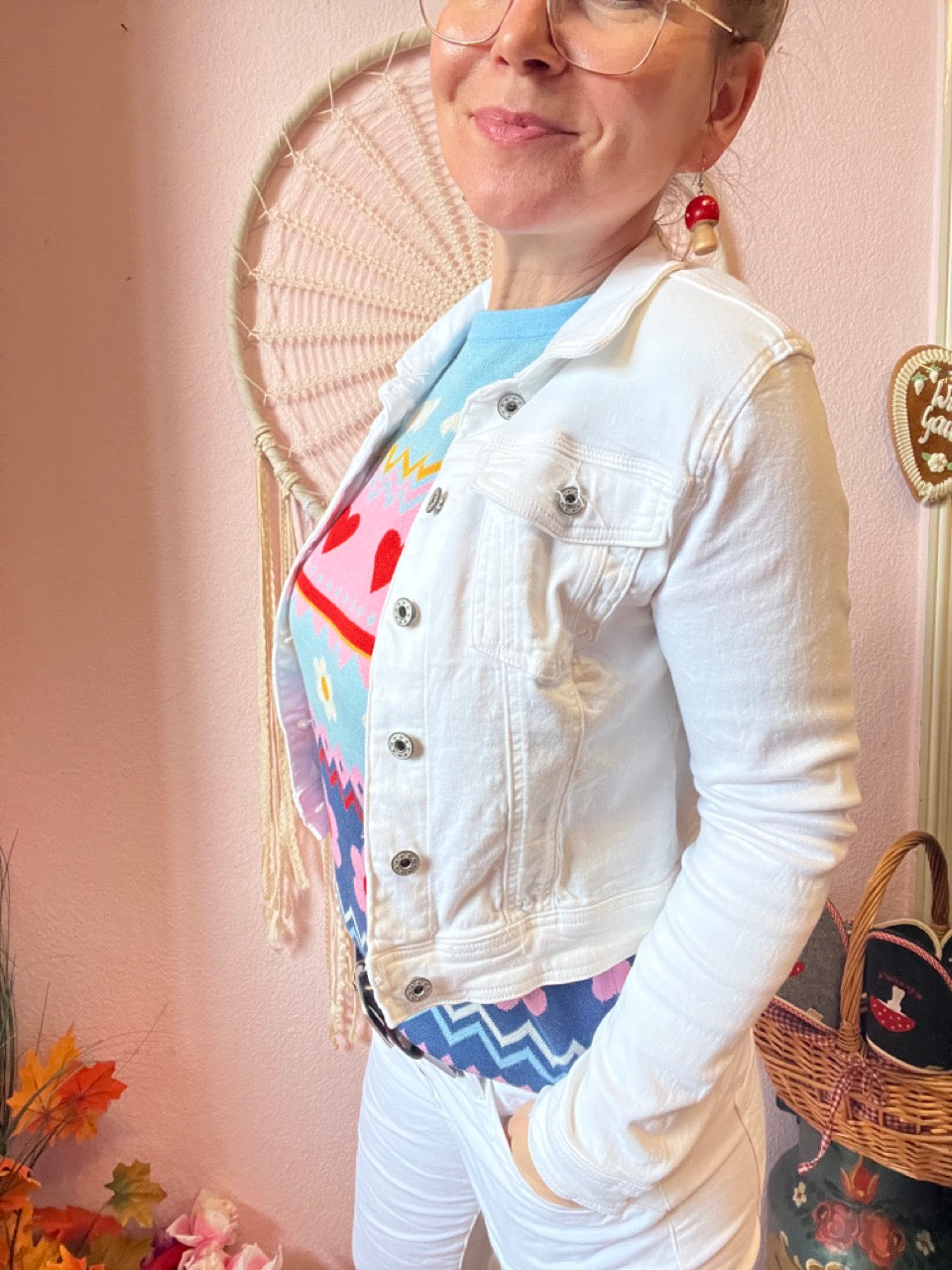 Jeansjacke Geheimnisträgerin Weiß