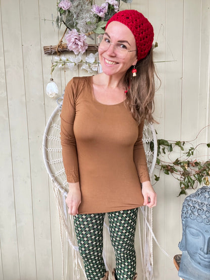 Langarmshirt Basic Freude Caramel