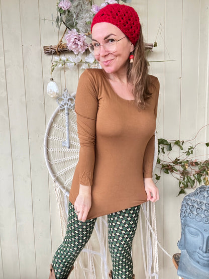 Langarmshirt Basic Freude Caramel