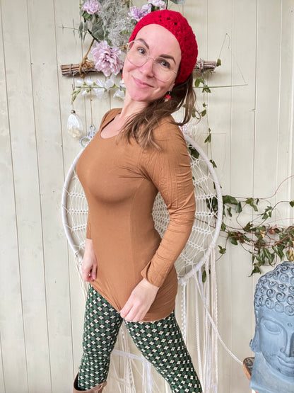 Langarmshirt Basic Freude Caramel