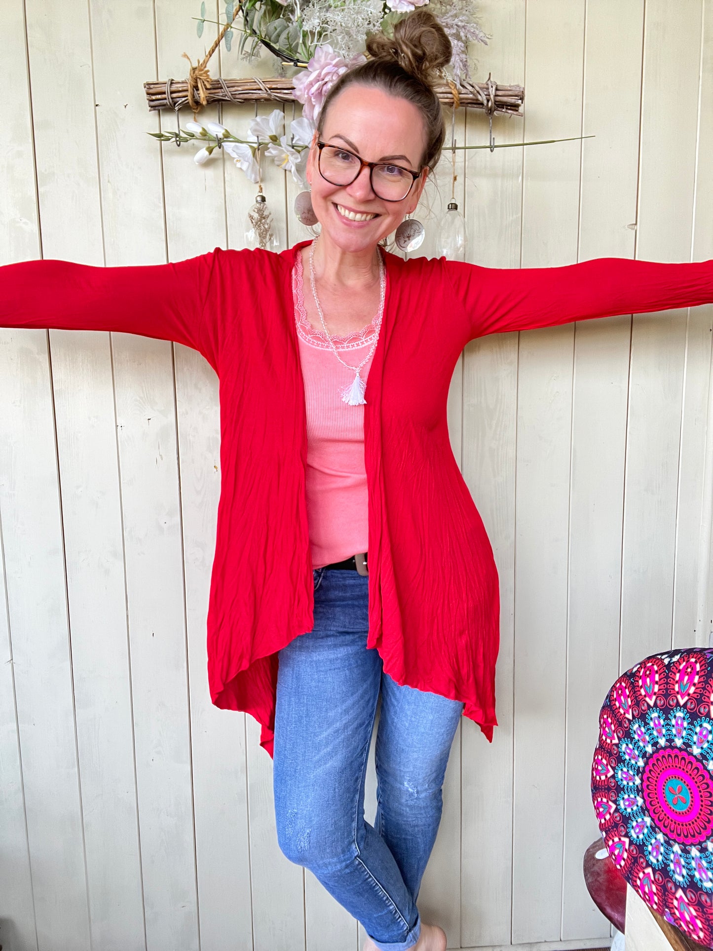 Strickjacke Zart besaitet Rot